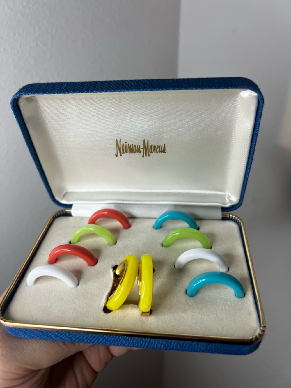 Neiman Marcus Trifari Bright Multicolor Enamel Earring Set